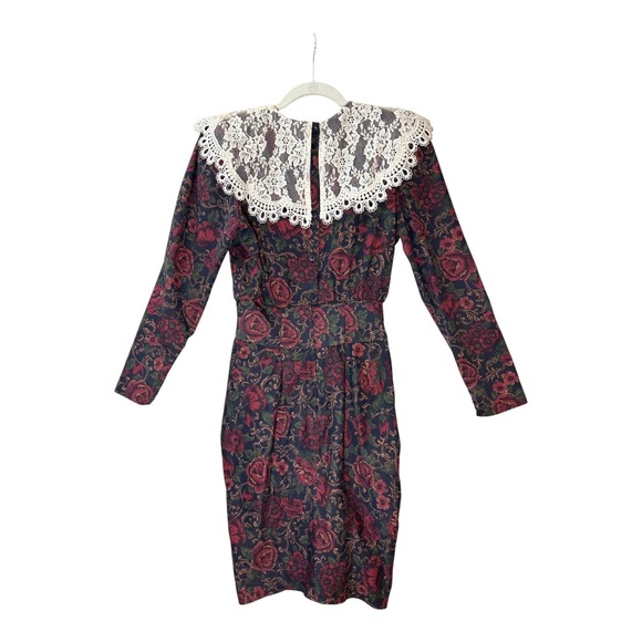 Vtg Gunne Sax by Jessica McClintock Dress S/5 Floral Lace Bib Prairie‎ Victorian - Picture 2 of 10